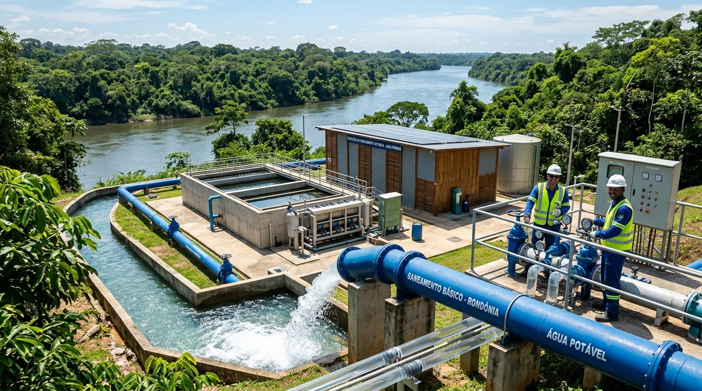 Estrutura de saneamento e preservação de água pública em Rondônia